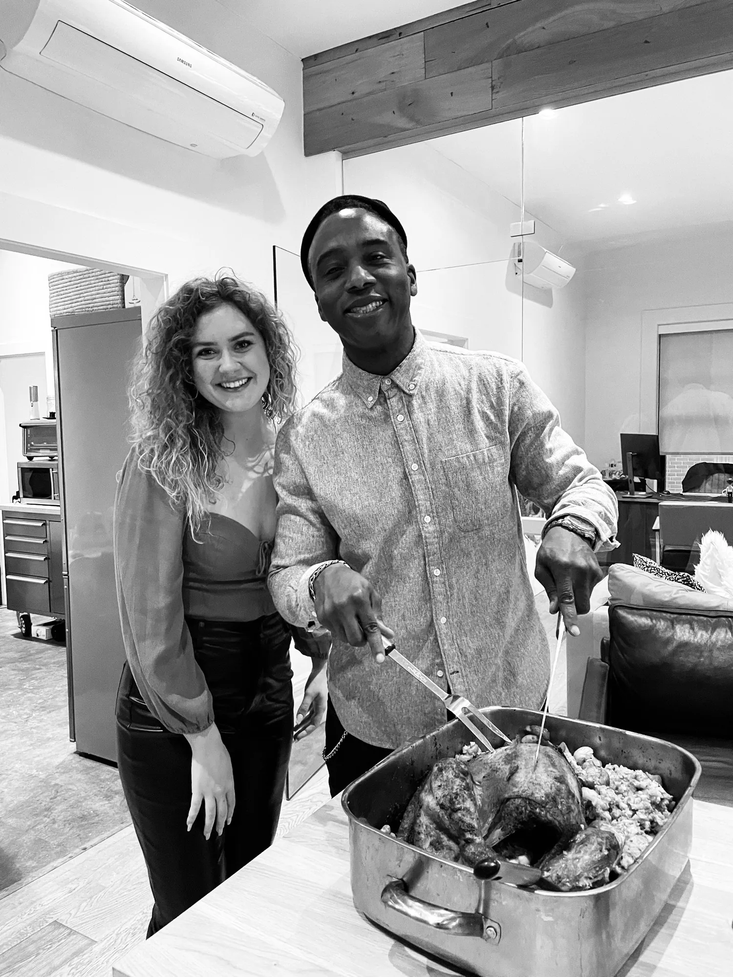 Serving up a roast turkey together